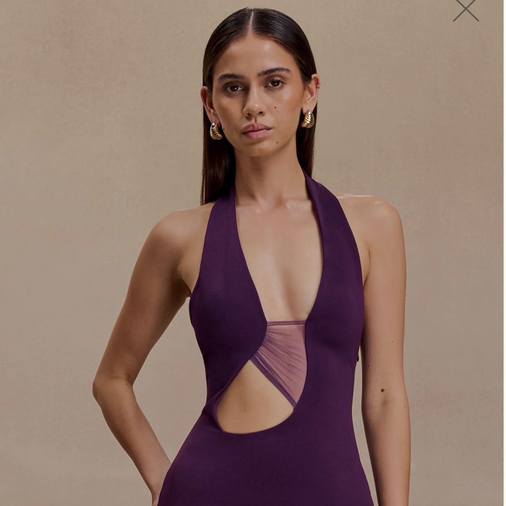 Meshki Aubree Crepe And Mesh Mini Dress